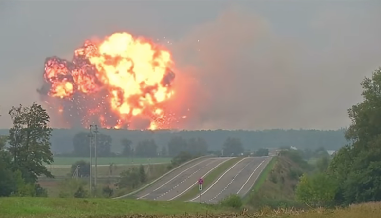 Watch as a massive ammunition depot blows up in Ukraine