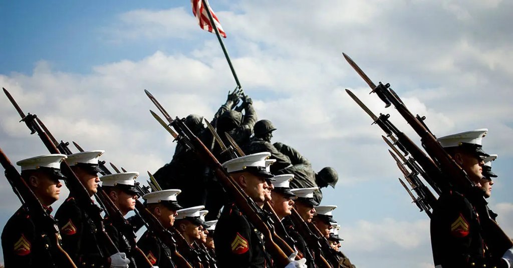 Marines marching on marine corps birthday.