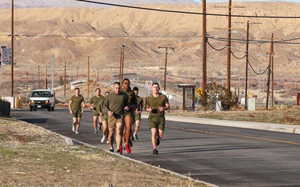 marine drill instructor running