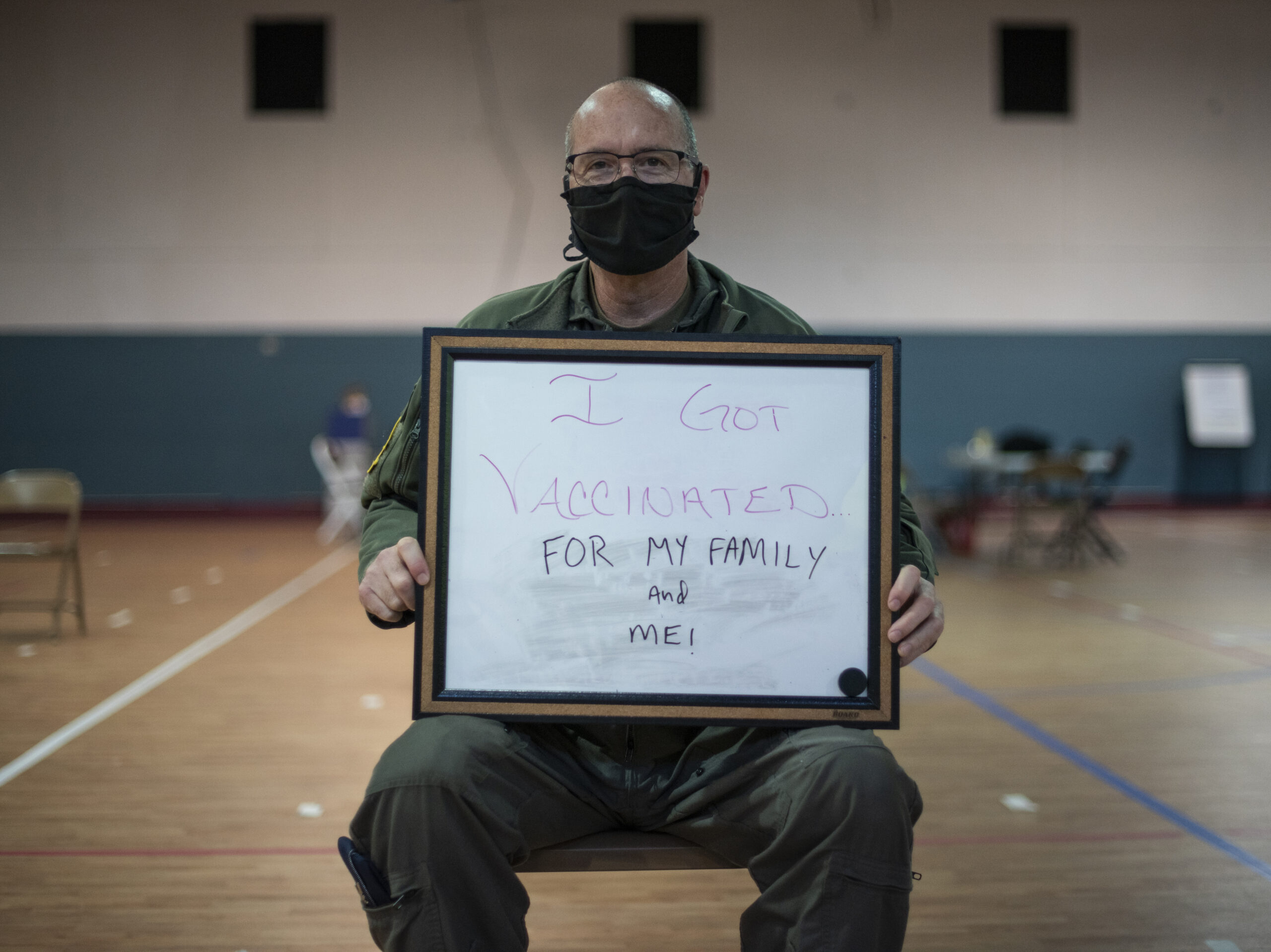 Photo of an airman after getting the COVID vaccine