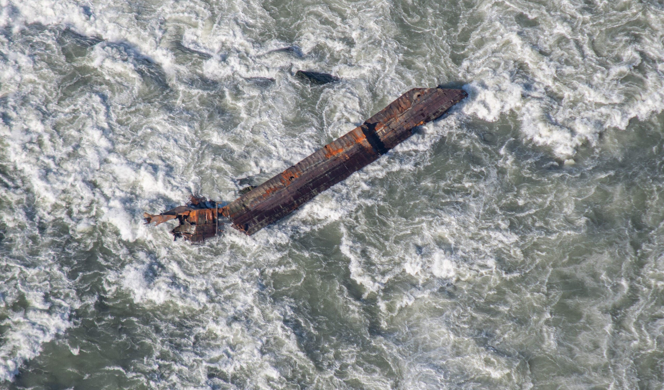 A rusted scow at Niagara Falls