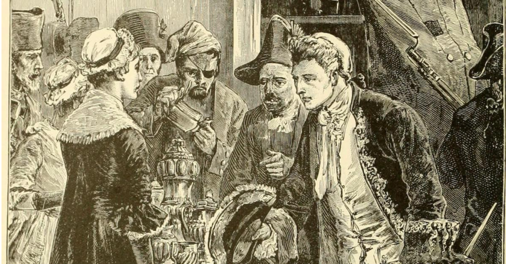 Illustration of John Paul Jones stealing silver