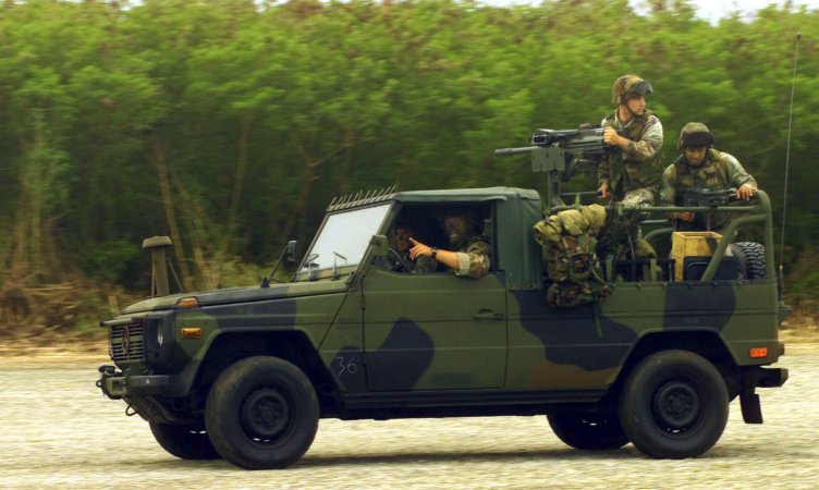 Marines driving mercedes-benz