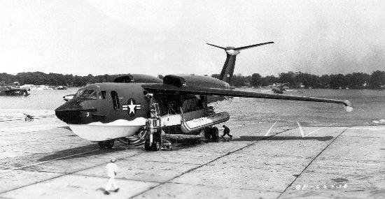 P6M-2 flying boat out of the water