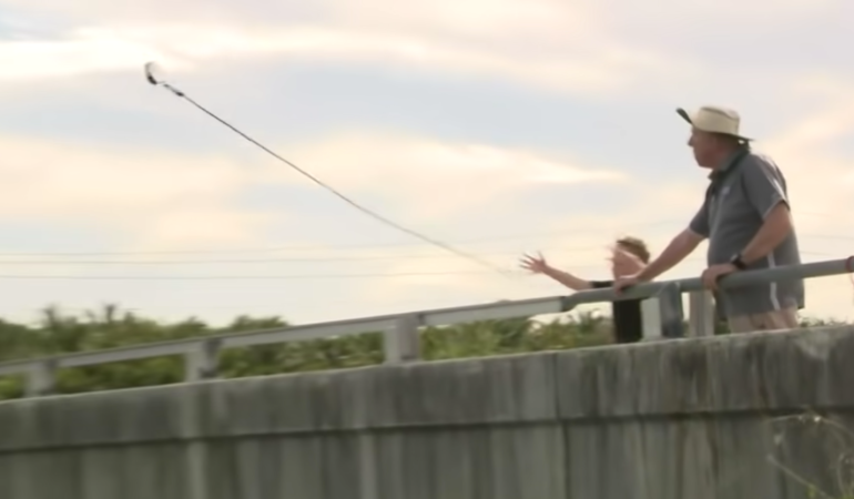 Man and grandson hook two Barrett .50-cal rifles fishing in Florida