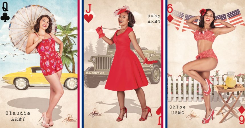 Spice up game night with this deck of cards featuring 54 pin-up veterans