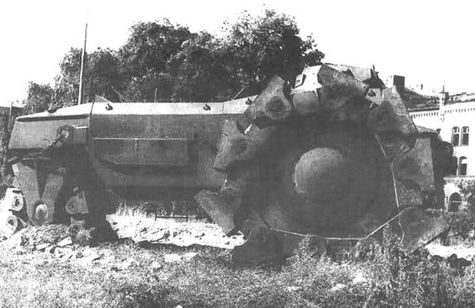 The Germans tried to use an armored tractor as a mine clearer