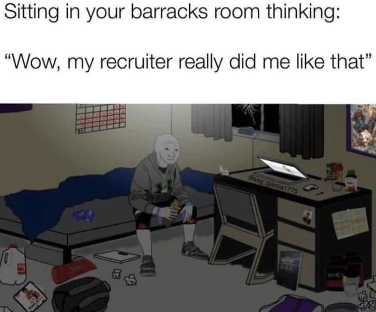 sitting in barracks room