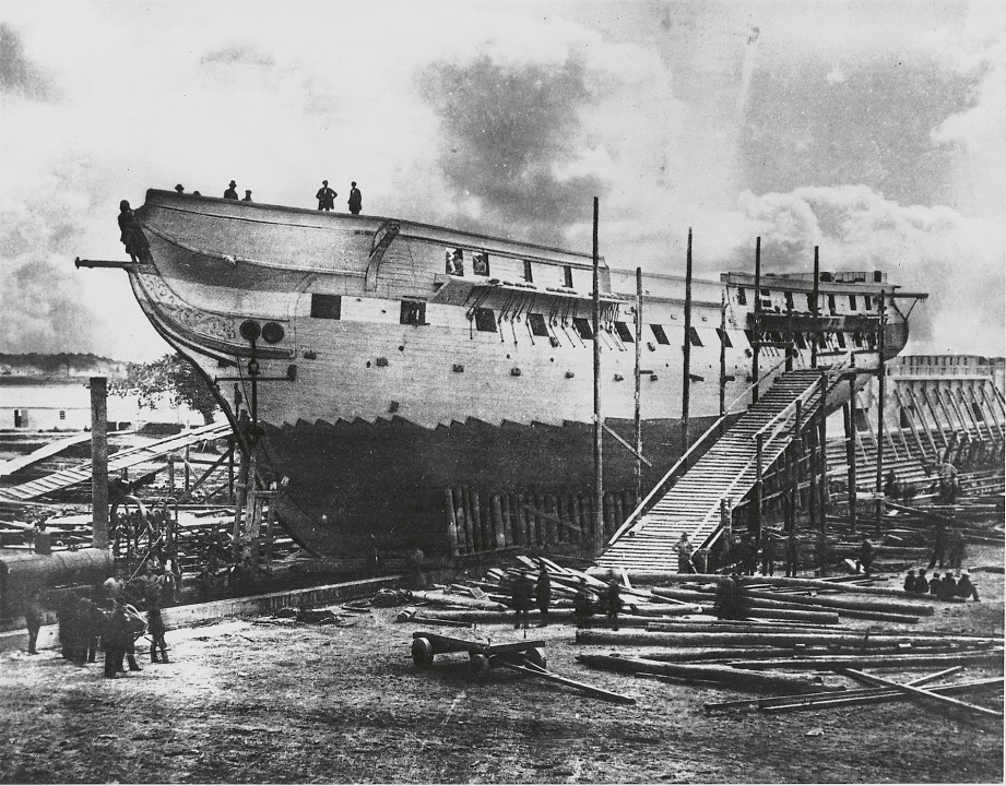 USS Constitution under repair