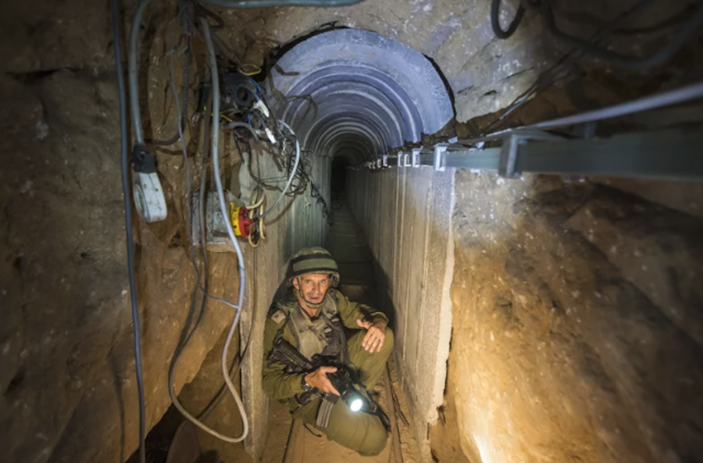 A soldier tours Hamas tunnels circa 2014