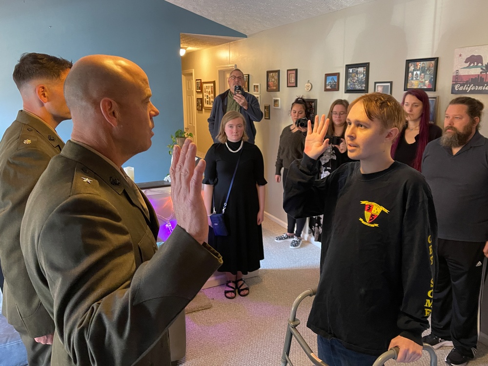 Brig. Gen. Field presents the title of Honorary Marine to Jack Lowe on behalf of Gen. Smith.