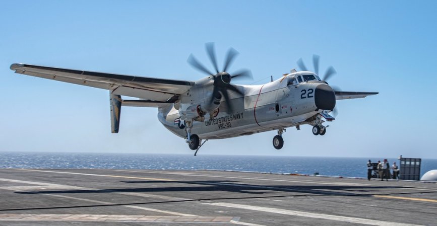 The C-2 Greyhound is subbing in for the grounded CMV-22 Osprey