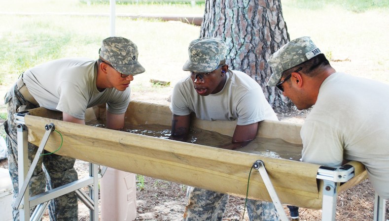 soldiers are in the shade