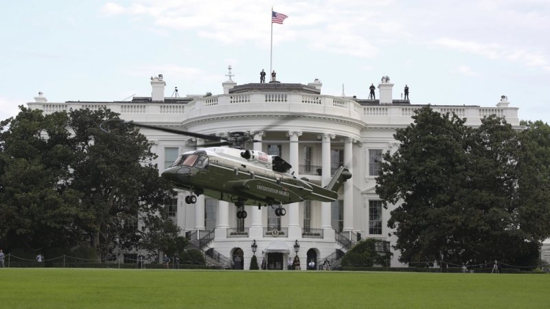 The new Marine One flew President Joe Biden for the first time