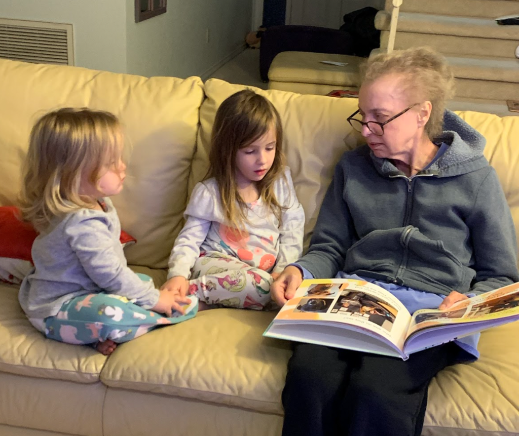 grandma reads to the girls