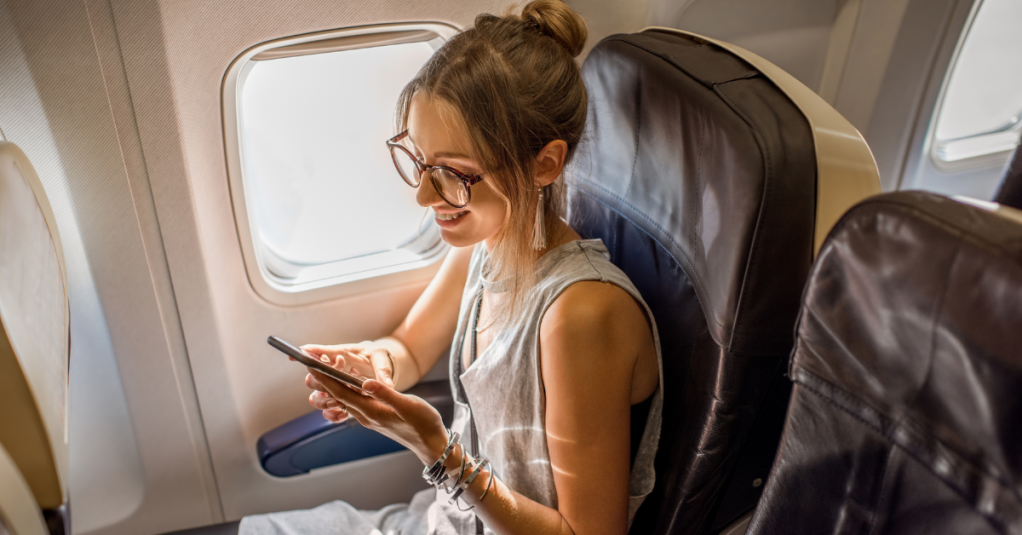 Woman on airplane