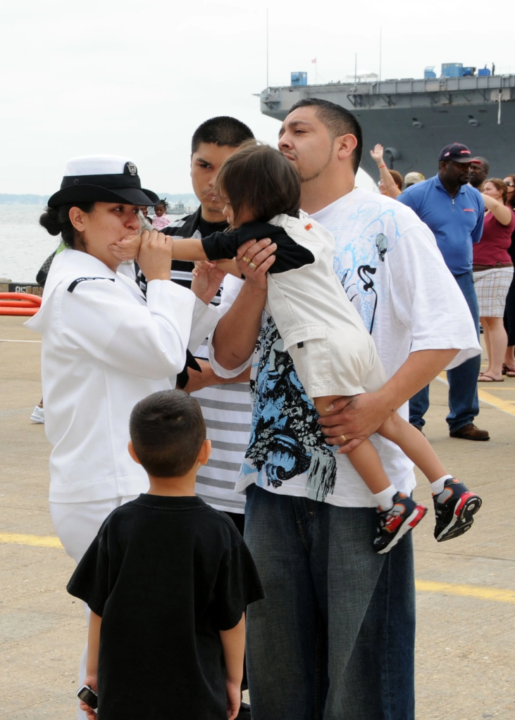 A sailor mom says goodbye to her family