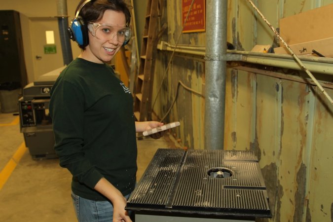 Jenny Cronin, spouse of 1st Lt. Justin Cronin, executive officer, D Company, 1st Tank Battalion, goes to the Combat Center’s Wood Hobby Shop to make cutting boards.