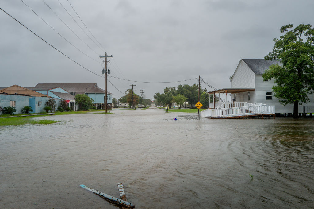 DULAC, LOUISIANA - SEPTEMBER 11: Floodwater fills a neighborhood as Hurricane Francine moves in on September 11, 2024 in Dulac, Louisiana. Hurricane Francine maintains its Category 1 classification and is projected to make landfall along the Louisiana coast later this afternoon. Weather analysts are predicting 90mph winds near the eye and a strong storm surge along the coast. (Photo by Brandon Bell/Getty Images)