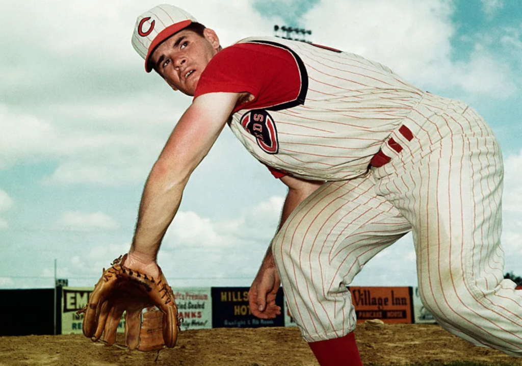 Pete Rose of Cincinnati Reds during spring training, April 1964. Bettmann / Contributor / Getty Images