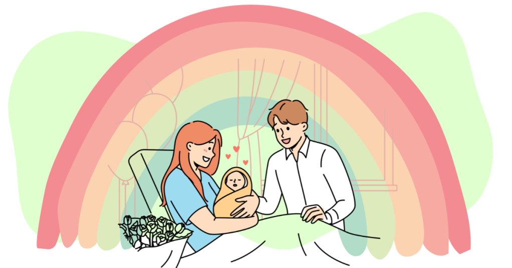 Rainbow baby and family