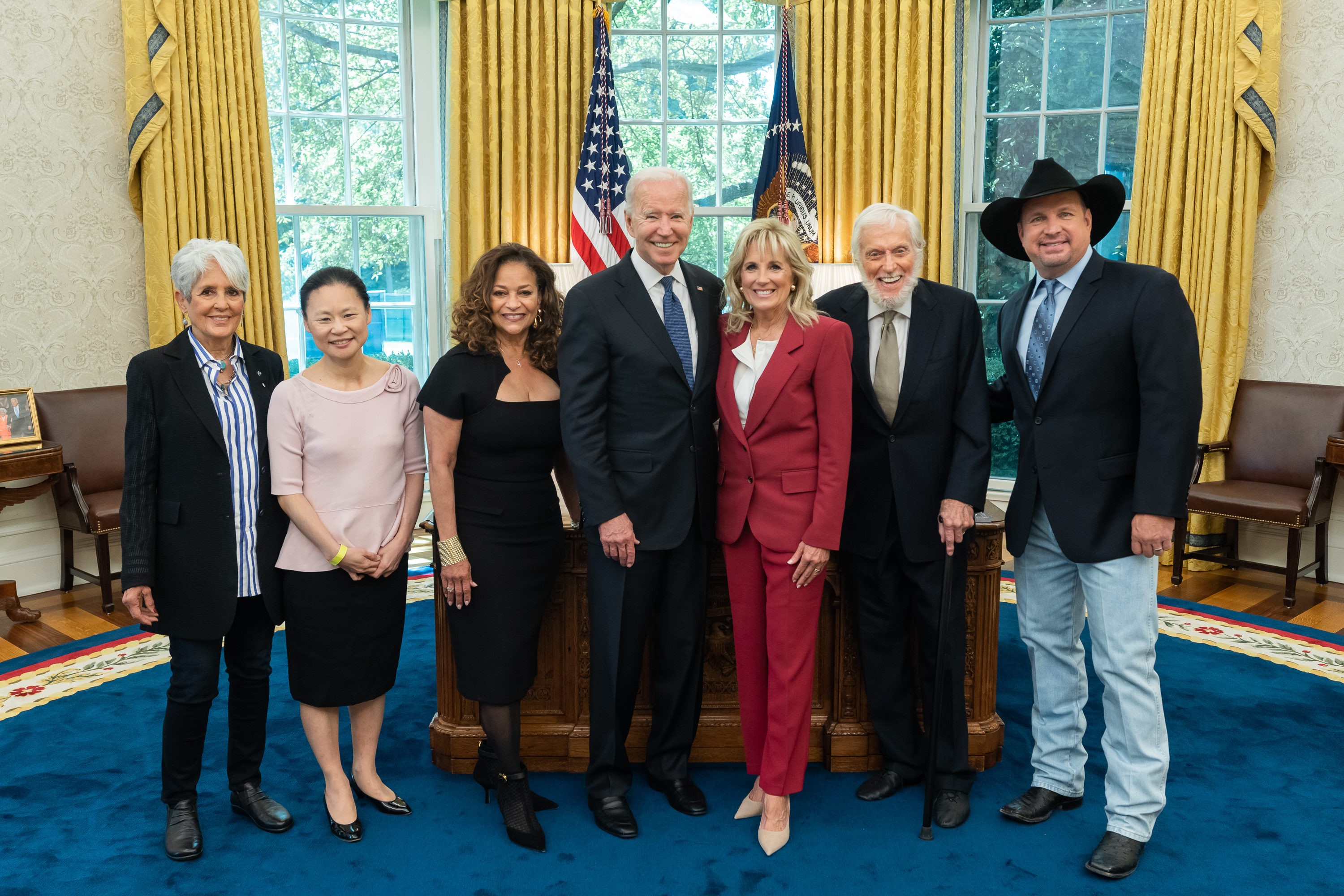 President Joe Biden and First Lady Jill Biden greet and pose for photos with Kennedy Center Honorees Thursday, May 20, 2021, in the Oval Office of the White House. (Official White House Photo by Adam Schultz)