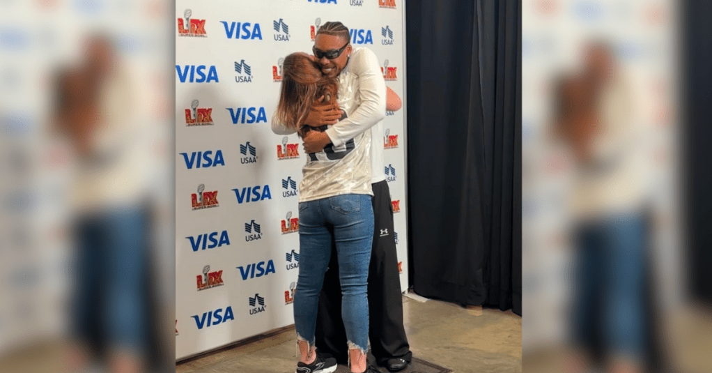 Justin Jefferson surprises a veteran with Super Bowl tickets. Photo: Tessa Robinson/WATM