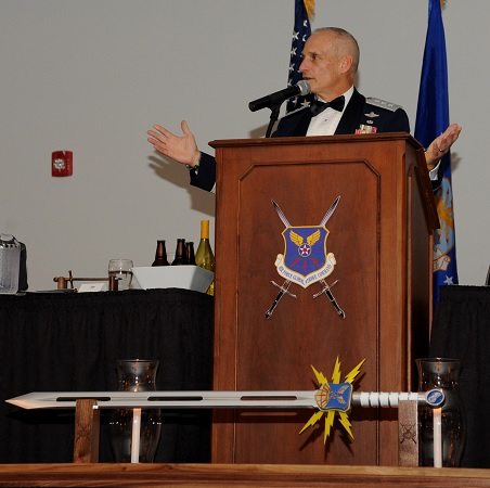 Air Force swords on display