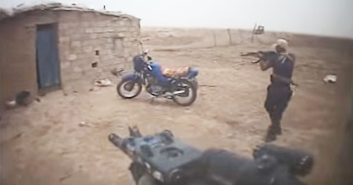 This combat footage shows Special Forces raiding a terrorist compound