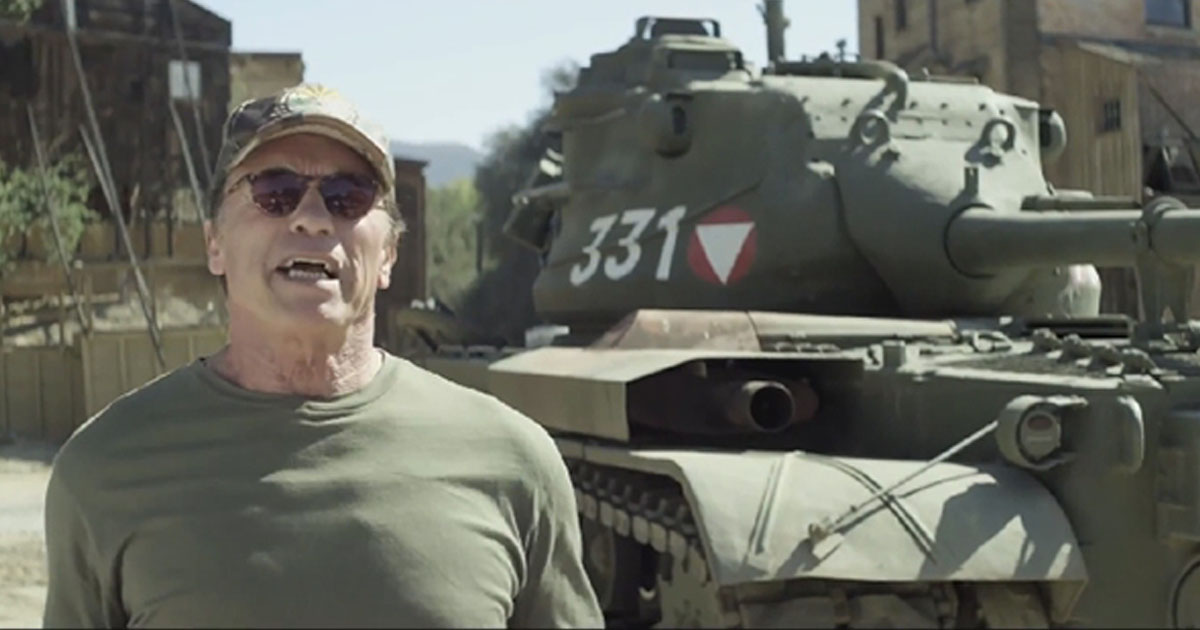 This video of Arnold Schwarzenegger driving over stuff with a tank will make your day