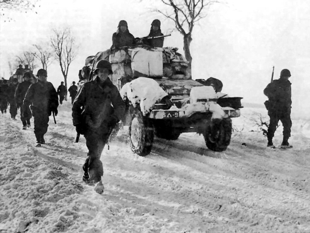 column of U.S. troops