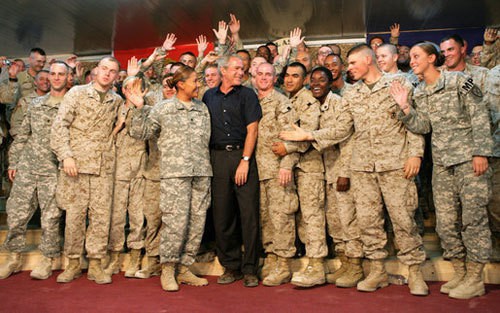 combat zone with president bush