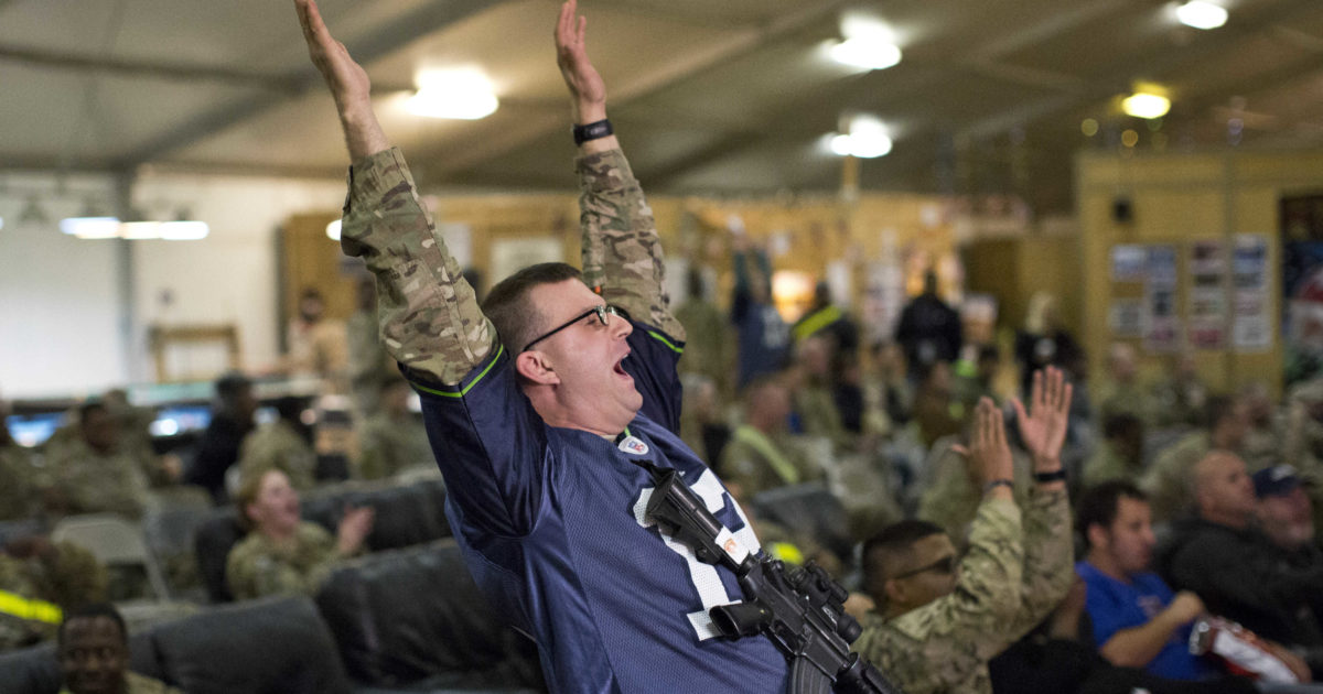 14 photos that show how deployed troops watch the Super Bowl