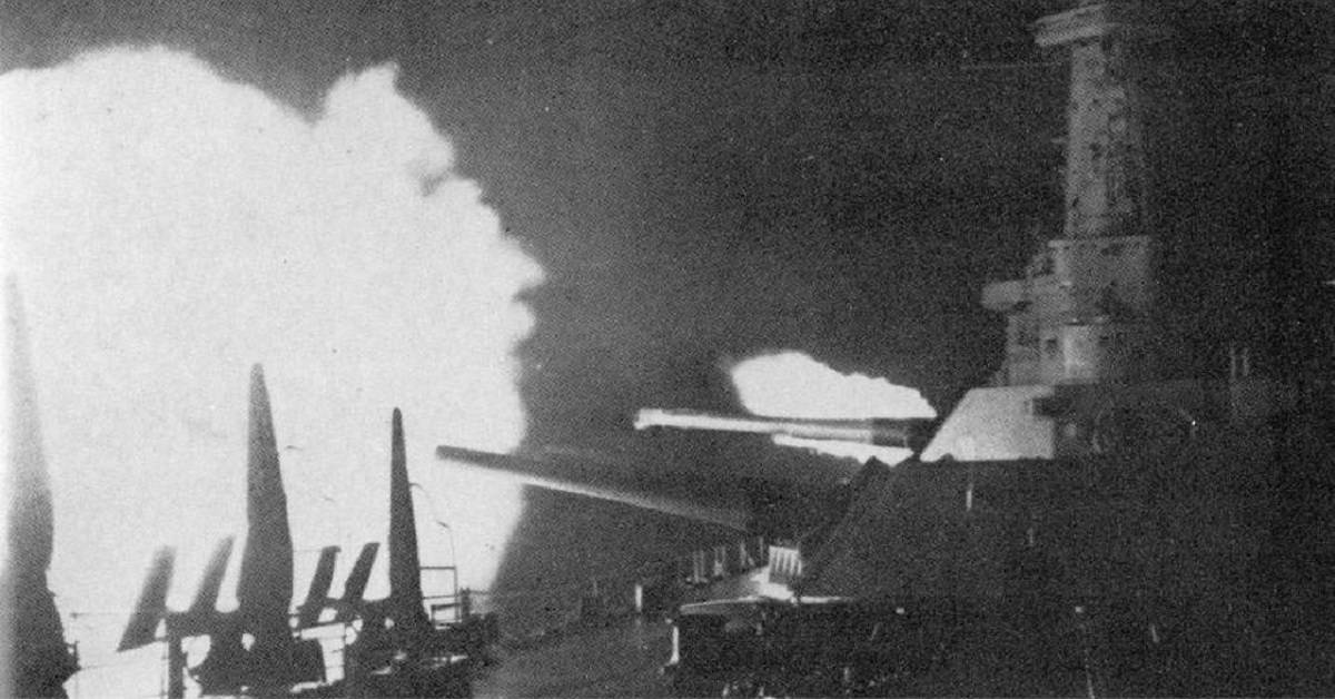 This WWII battle had ships firing point blank with 16-inch guns