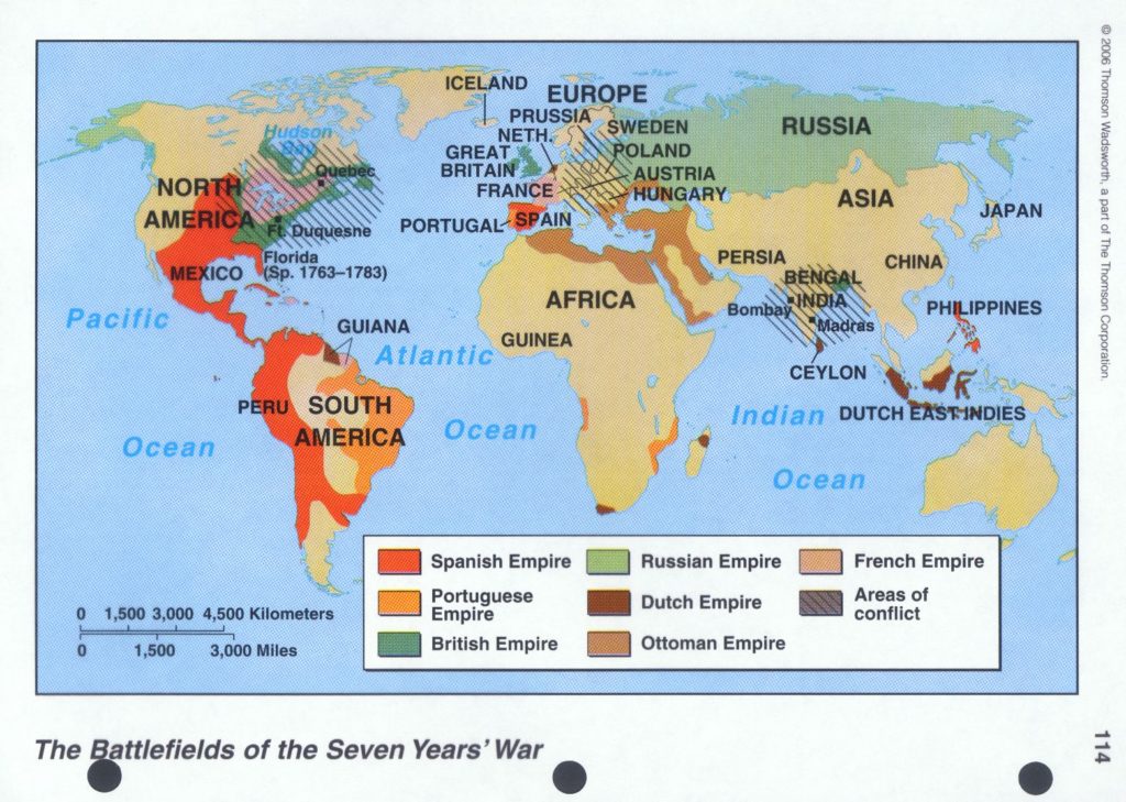 Map of the world during the French and Indian War