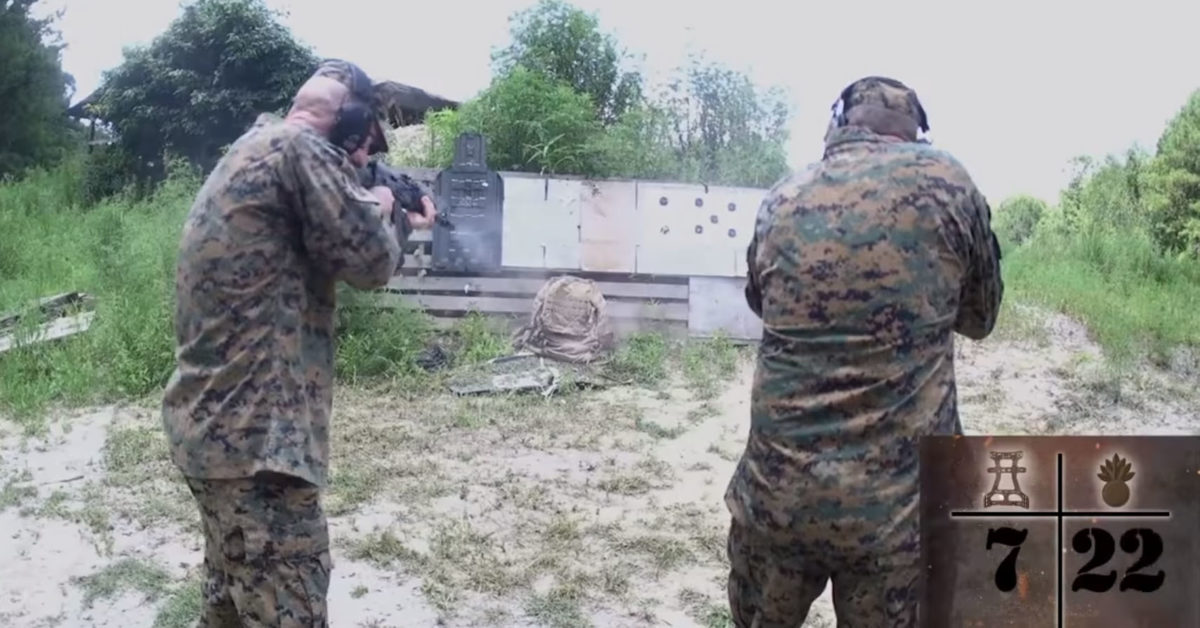 Watch this Marine gunner desperately try to destroy his pack