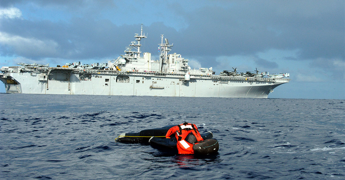 This is how Naval officers conduct a man overboard drill on a ‘killer tomato’