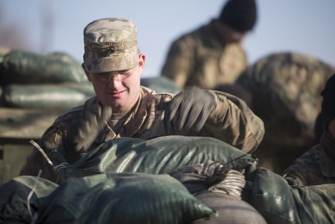 filling sandbags