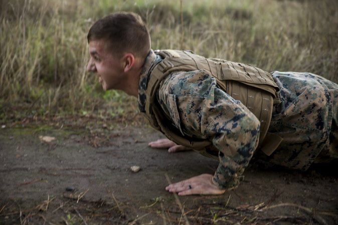 moto guy doing pushups