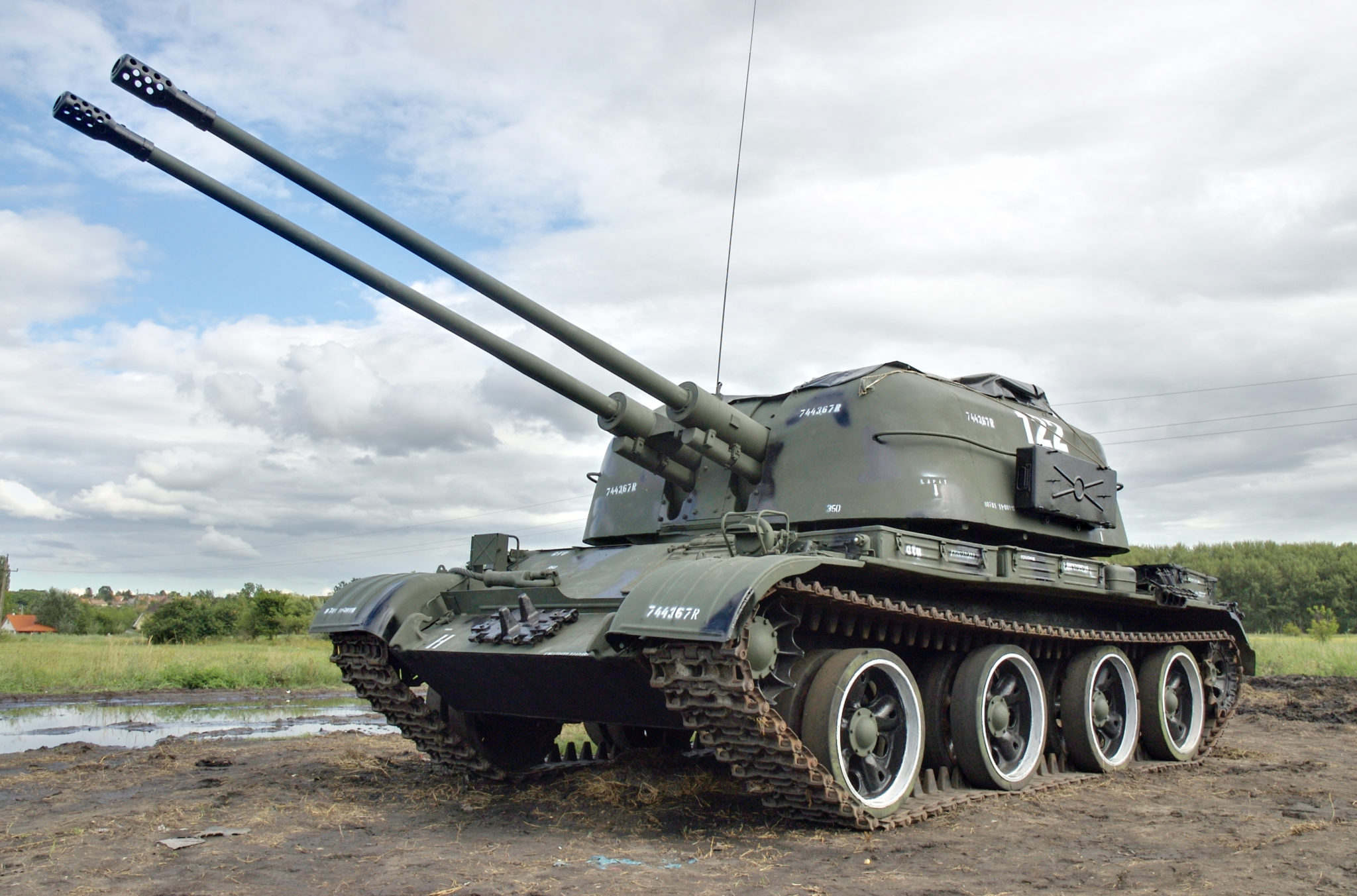 This Russian tank was packing anti-aircraft turrets