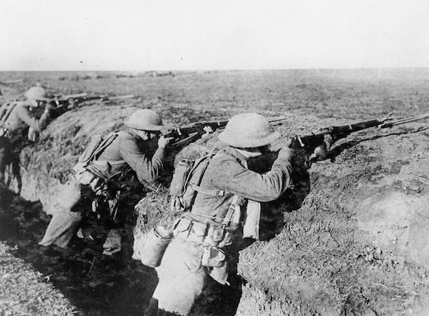 Soldiers in French trenches with Springfield 1903