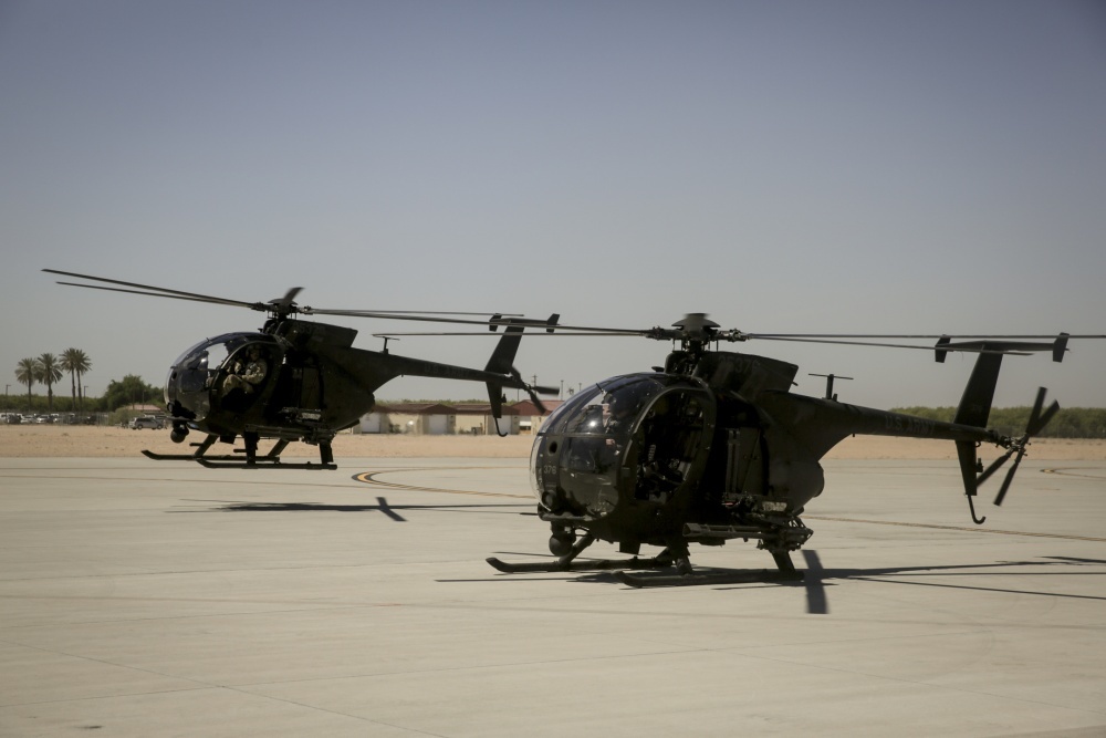 MH-6M Little Birds during a training exercise. These are the helicopters used by night stalkers