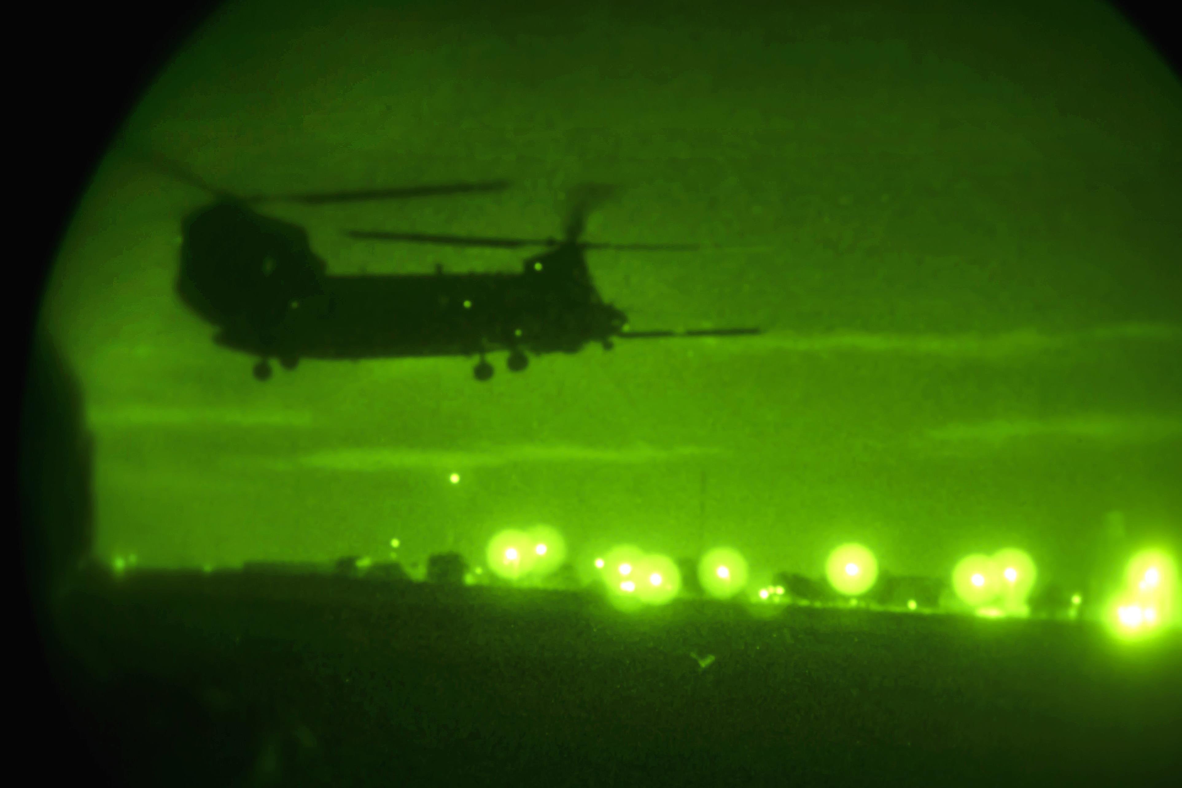 Chinook through night vision goggles