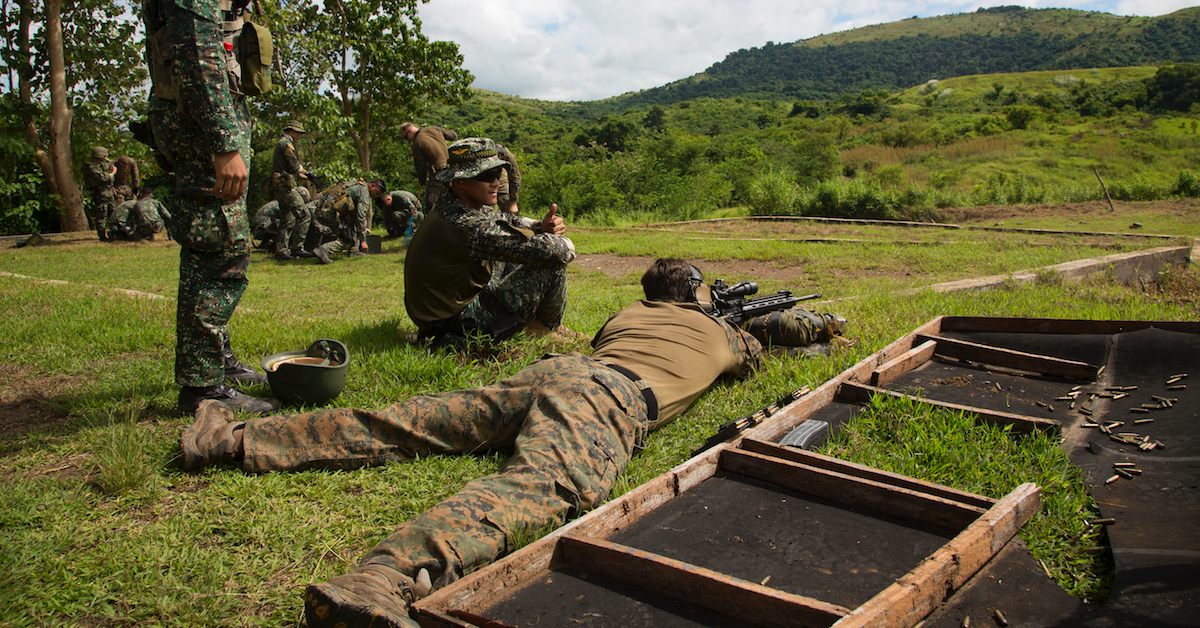 soldier aiming automatic weapon