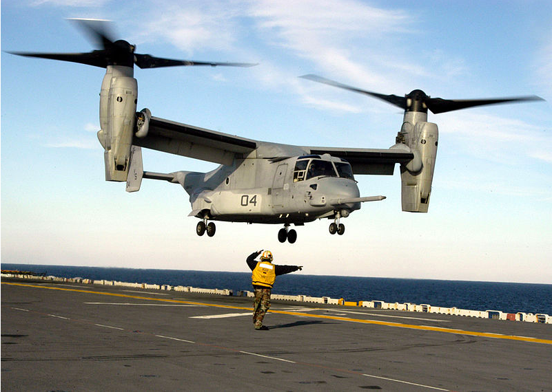 V22 Osprey on ship like for Bin Laden burial