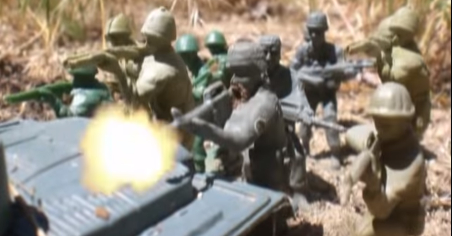This video is the Army men battle you wanted to fight as a kid