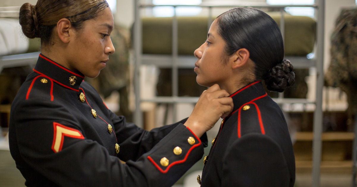 First Marines to get new women’s uniform graduate boot camp