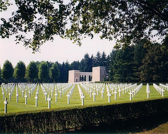 A military grave site, where people often place coins on military headstones