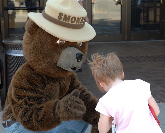 Smokey the Bear wearing a campaign hat