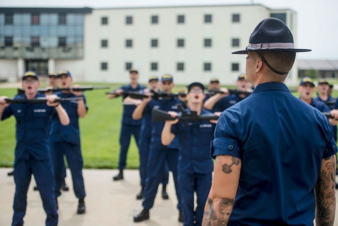 Drill instructor wearing a campaign hat